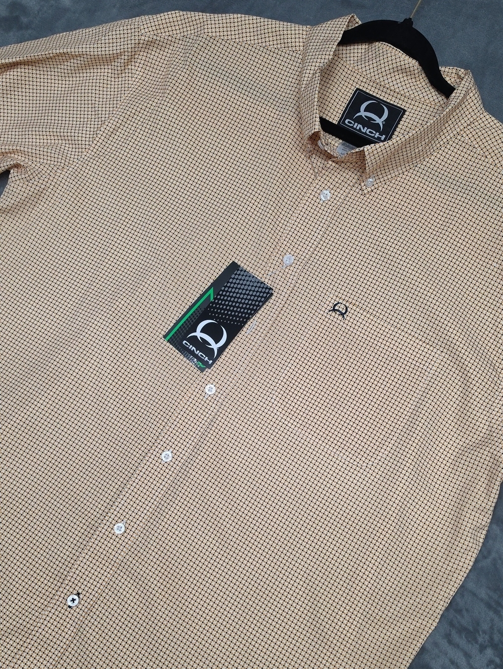 Cinch Yellow, Beige & Black XXL Micro-Check Button-Down Shirt